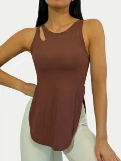 Asymmetrical Hem Hollow-out Sporty Top