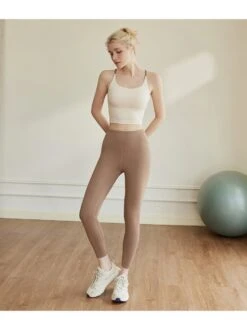 Colorblock Crewneck Backless Yoga Sets