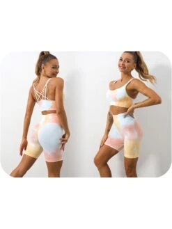 Colorblock Tie Dye Bodycon Short Pants