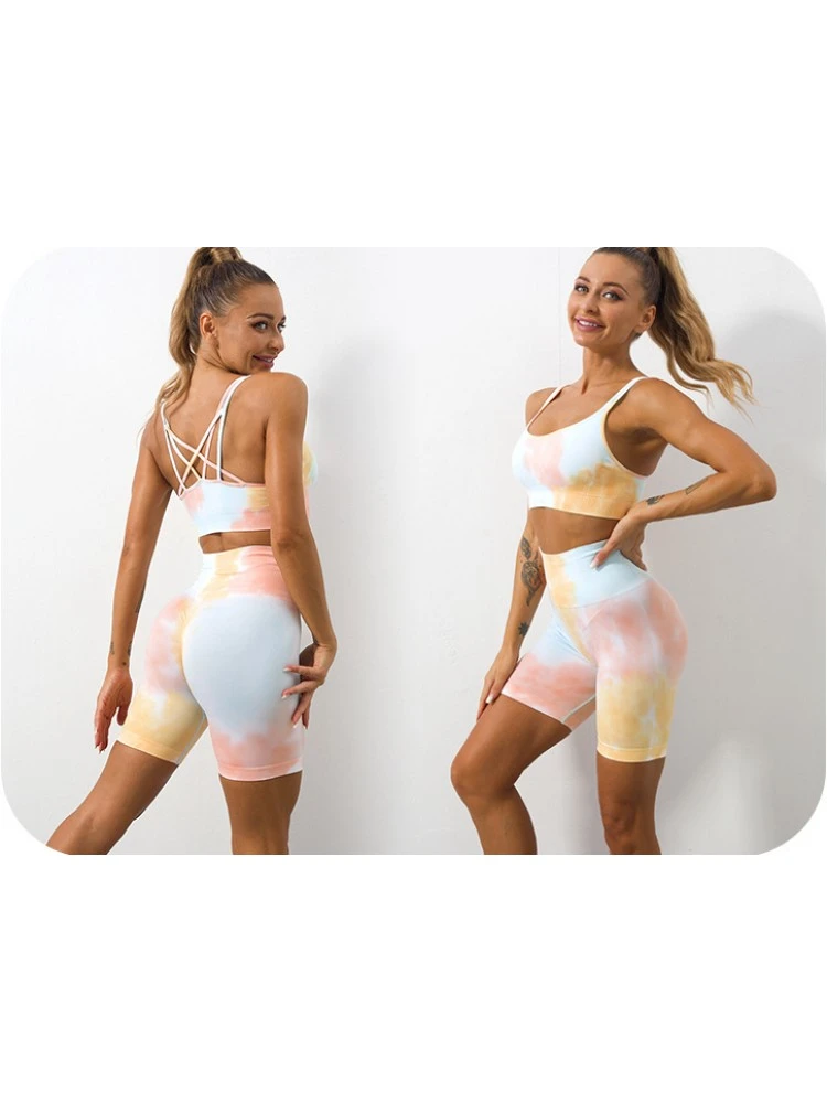 Colorblock Tie Dye Bodycon Short Pants 1 Colorblock Tie Dye Bodycon Short Pants