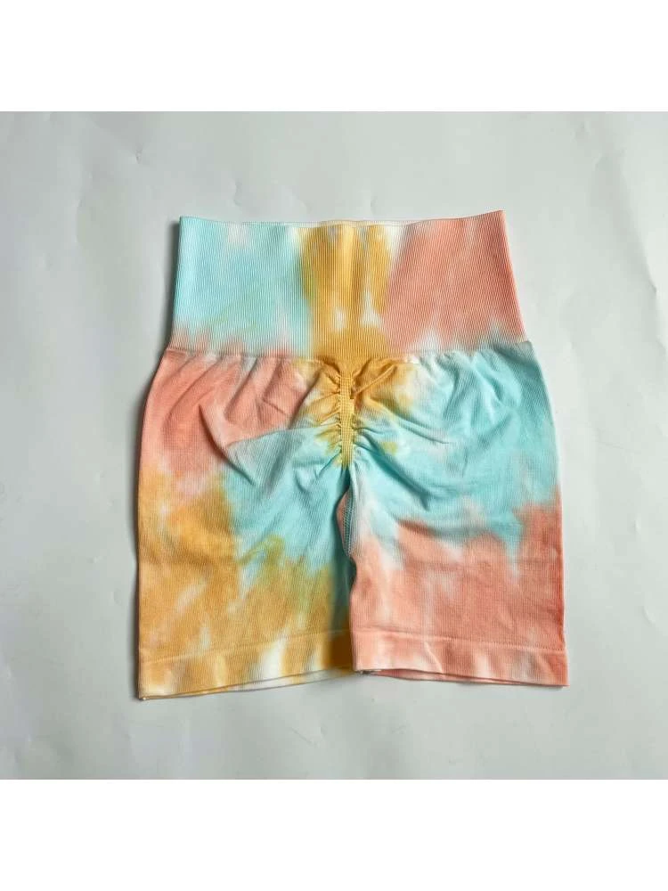 Colorblock Tie Dye Bodycon Short Pants 2 Colorblock Tie Dye Bodycon Short Pants - Image 2