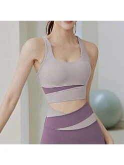 Colorblock Spaghetti Straps Backless Sporty Top