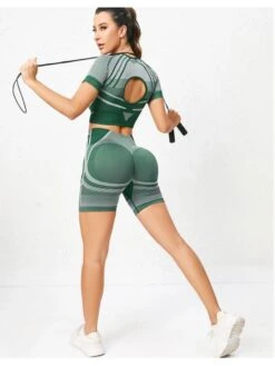 Crewneck Short Sleeve Skinny Yoga Sets