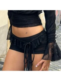 Patchwork Lace Bodycon Shorts -V For Vendetta Shop P 20240620093206628 762