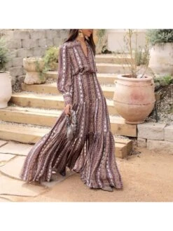 Bohemian Floral Ruffles Long Sleeve Maxi Dress 10 Bohemian Floral Ruffles Long Sleeve Maxi Dress -V For Vendetta Shop P 20230203163250890 634