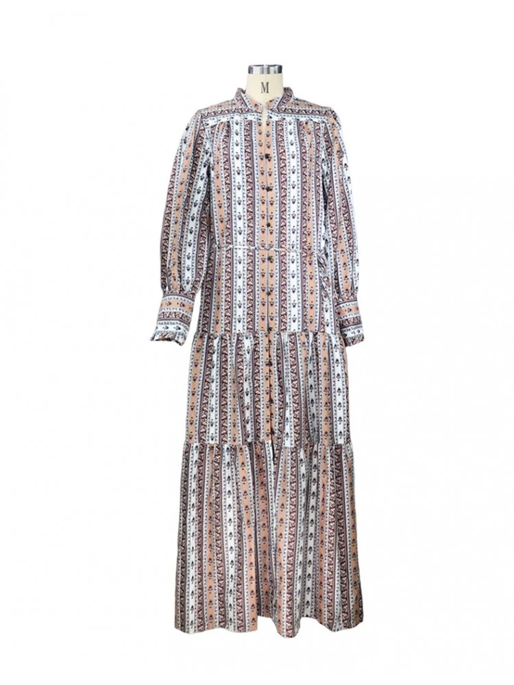 Bohemian Floral Ruffles Long Sleeve Maxi Dress 5 Bohemian Floral Ruffles Long Sleeve Maxi Dress - Image 5