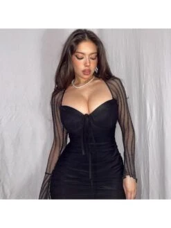 2023 Tight Black Bell Sleeve Long Sleeve Dress -V For Vendetta Shop P 20230328152730524 330