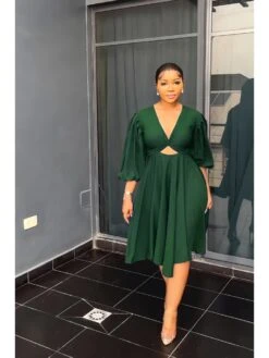 V For Vendetta Shop 34 V Neck Hollowed Out Drape Long Sleeve Dress