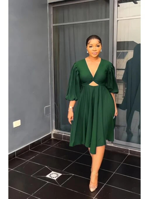 V Neck Hollowed Out Drape Long Sleeve Dress 4 V Neck Hollowed Out Drape Long Sleeve Dress -V For Vendetta Shop P 20230504094529406 939