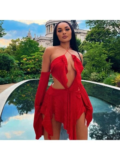 Red Halter Sexy Long Sleeve Dress 2 Red Halter Sexy Long Sleeve Dress -V For Vendetta Shop P 20230721143823879 446