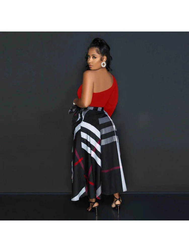 Fall Casual Print One Shoulder Maxi Dress 8 Fall Casual Print One Shoulder Maxi Dress - Image 8