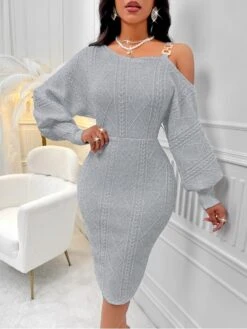 V For Vendetta Shop 36 Solid Color Fall Lantern Sleeve Dress