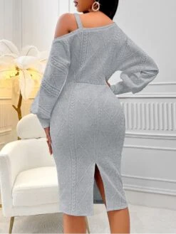 Solid Color Fall Lantern Sleeve Dress -V For Vendetta Shop P 20231219134817354 937