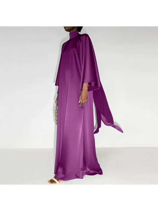 Ribbons Turtleneck Satin Long Sleeve Maxi Dress 6 Ribbons Turtleneck Satin Long Sleeve Maxi Dress -V For Vendetta Shop P 20240104172258980 568