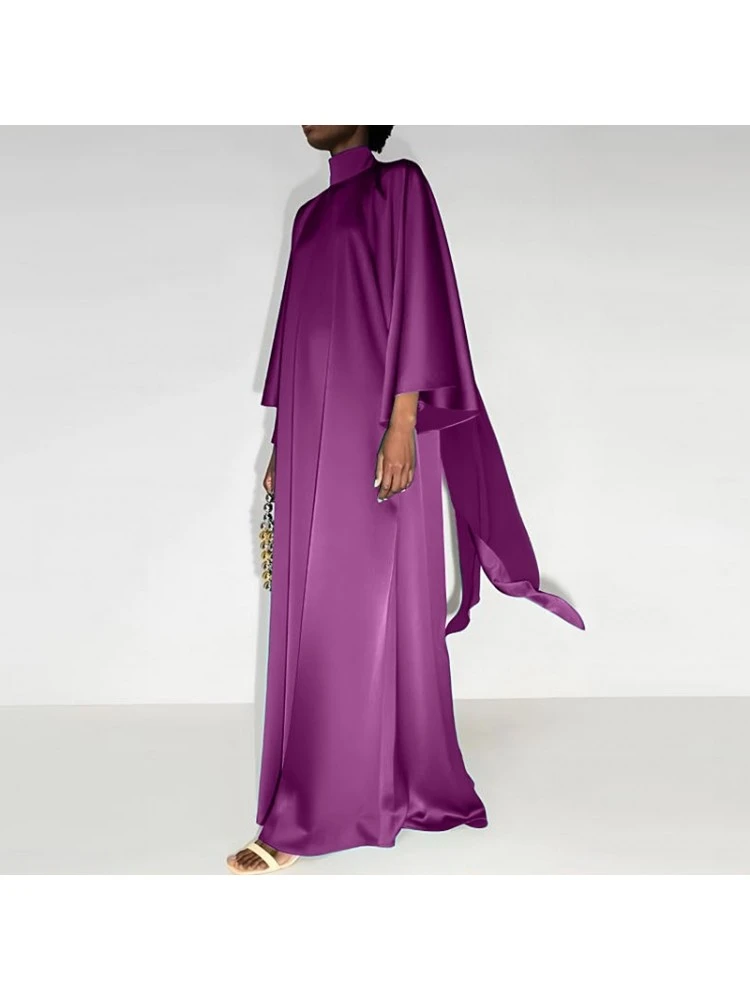 Ribbons Turtleneck Satin Long Sleeve Maxi Dress 1 Ribbons Turtleneck Satin Long Sleeve Maxi Dress