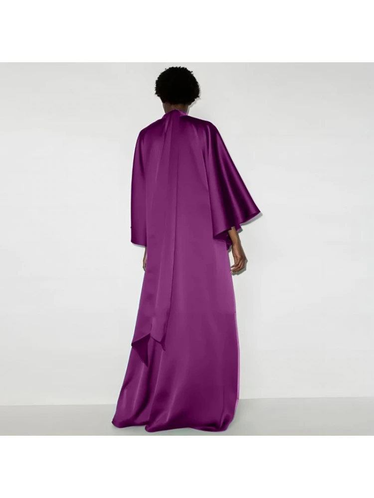 Ribbons Turtleneck Satin Long Sleeve Maxi Dress 2 Ribbons Turtleneck Satin Long Sleeve Maxi Dress - Image 2