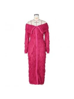 Patchwork Wave Bodycon Long Sleeves Dress -V For Vendetta Shop P 20240221145018545 756