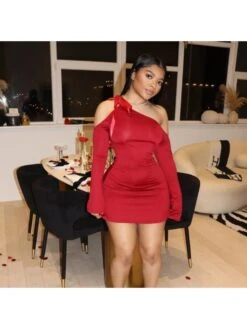 Off Shoulder Lace Up Fitted Mini Dress