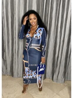 Colorblock Zipper Bandage Maxi Dress