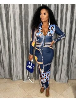 Colorblock Zipper Bandage Maxi Dress -V For Vendetta Shop P 20240528152510647 134