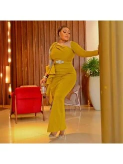 Irregular Patchwork Ruffle Maxi Dresses