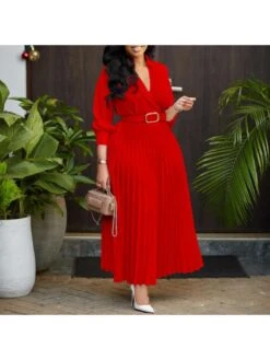 V For Vendetta Shop 32 Solid Color Pleated With Belt A-line Dress