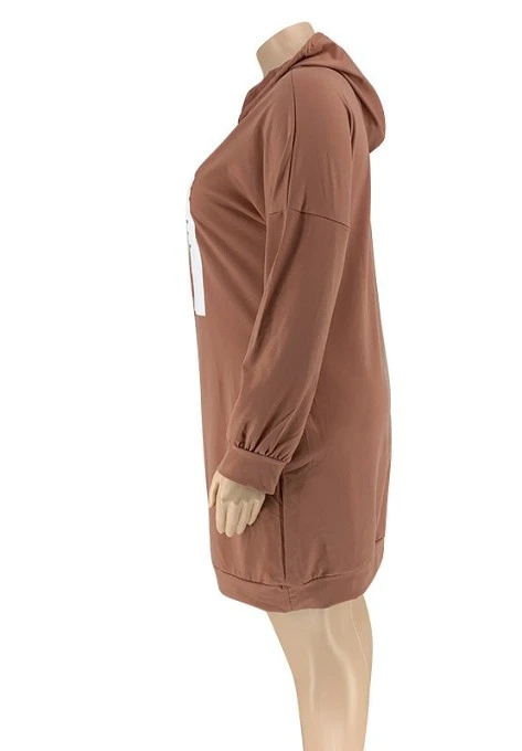 Casual Letter Plus Size Hoodie Dress 3 Casual Letter Plus Size Hoodie Dress - Image 3