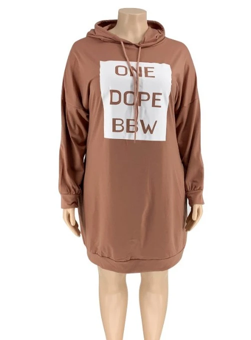 Casual Letter Plus Size Hoodie Dress 2 Casual Letter Plus Size Hoodie Dress - Image 2